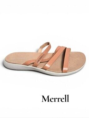 Merrell Women's Duskair Seaway Peach/Tan Leathet Multi-Strap Slingback Sandal